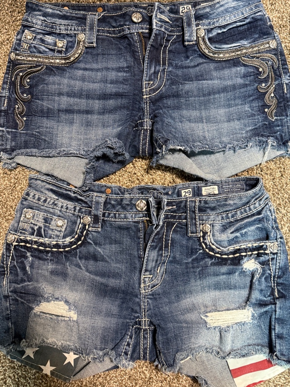 2 Pair of Miss Me Denim Jean Shorts Size 29